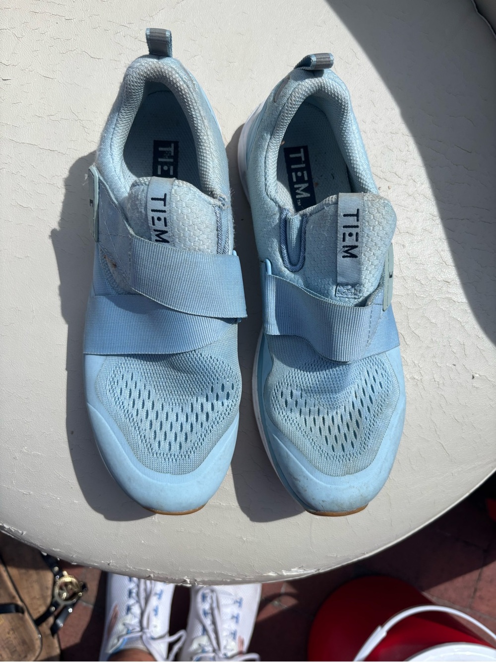 TIEM Women's Sky Blue Slip-On Athletic Sneakers with Elastic Strap